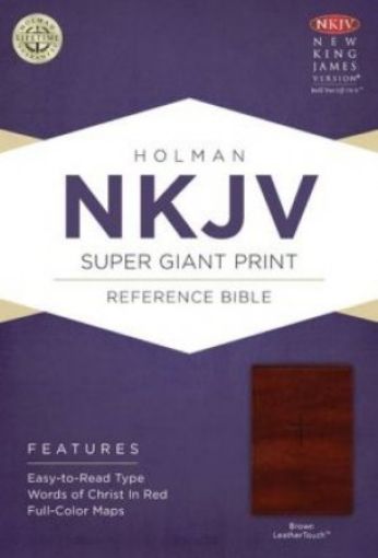 Picture of Nkjv Super Giant Print Reference Bible, Brown Leathertouch