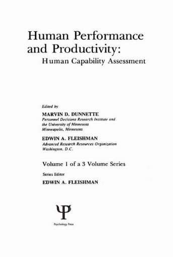Picture of Human Performance and Productivity: Volumes 1, 2, and 3