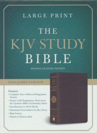 Picture of Kjv Study Bible, Large Print, Leather, Bonded Burgundy