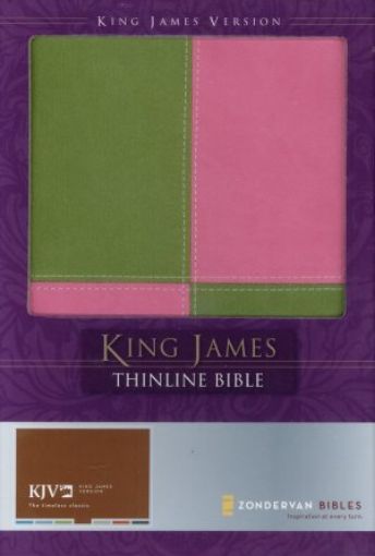 Picture of King James Version Thinline Bible, Italian Duo-Tone, Meadow Green/Pink