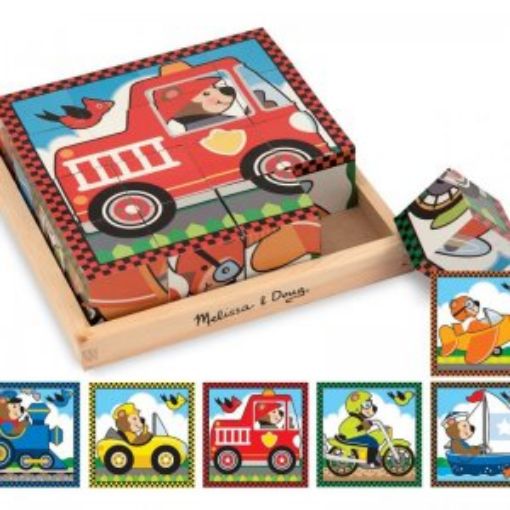 Picture of Wooden Cube Puzzle: Vehicle Scenes