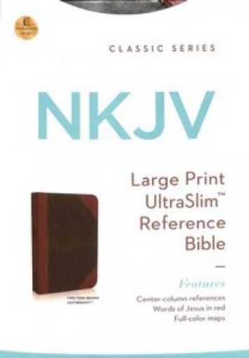 Picture of Nkjv Large Print Ultraslim Reference Bible - Two Tone Brown