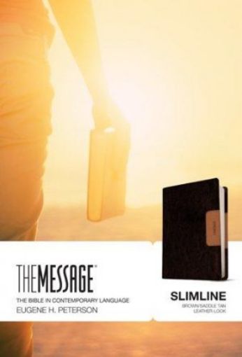 Picture of The Message Slimline Leather-Look - Brown/Saddle Tan