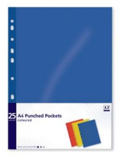 Picture of 25 Pk Coloured Punched Pockets