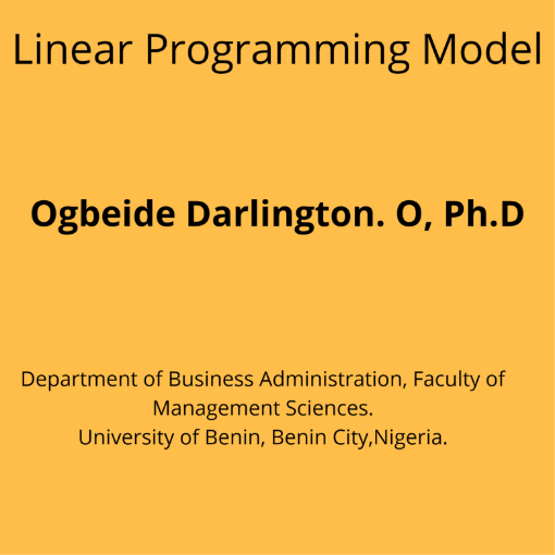 Picture of Linear Programming Model