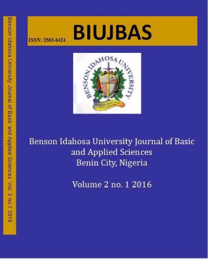 Picture of Benson Idahosa University Journal of Basic and Applied Sciences. Vol Two(2) No 1