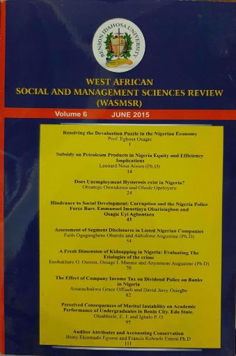 Picture of The West African Social and Management Sciences Review. Vol 6 No 2