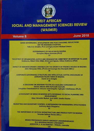 Picture of WEST AFRICAN SOCIAL AND MANAGEMENT SCIENCES REVIEW (WASMSR) VOL 8.