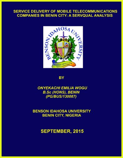Picture of SERVICE DELIVERY OF MOBILE TELECOMMUNICATIONS COMPANIES IN BENIN CITY: A SERVQUAL ANALYSIS
