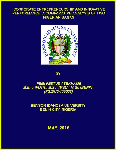 Picture of CORPORATE ENTREPRENEURSHIP AND INNOVATIVE PERFORMANCE: A COMPARATIVE ANALYSIS OF TWO NIGERIAN BANKS