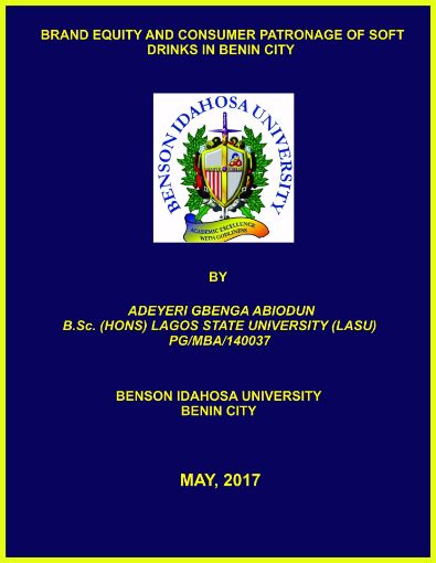 Picture of BRAND EQUITY AND CONSUMER PATRONAGE OF SOFT DRINKS IN BENIN CITY
