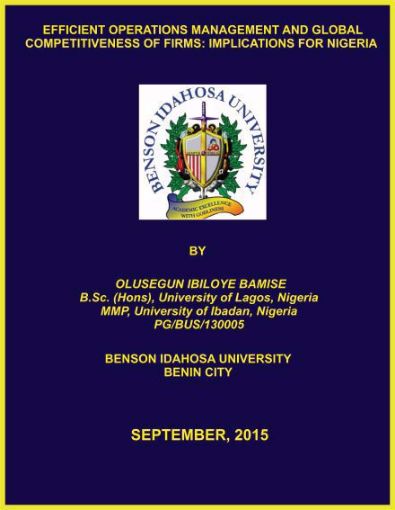 Picture of EFFICIENT OPERATIONS MANAGEMENT AND GLOBAL COMPETITIVENESS OF FIRMS: IMPLICATIONS FOR NIGERIA