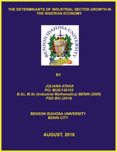 Picture of THE DETERMINANTS OF INDUSTRIAL SECTOR GROWTH IN THE NIGERIAN ECONOMY