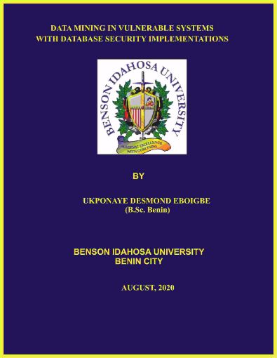 Picture of DATA MINING IN VULNERABLE SYSTEMS  WITH DATABASE SECURITY IMPLEMENTATIONS