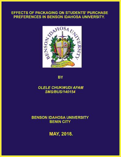 Picture of EFFECTS OF PACKAGING ON STUDENTS’ PURCHASE PREFERENCES IN BENSON IDAHOSA UNIVERSITY