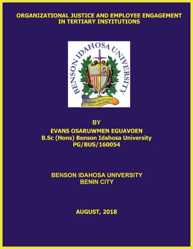 Picture of ORGANIZATIONAL JUSTICE AND EMPLOYEE ENGAGEMENT IN TERTIARY INSTITUTIONS