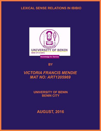 Picture of LEXICAL SENSE RELATIONS IN IBIBIO