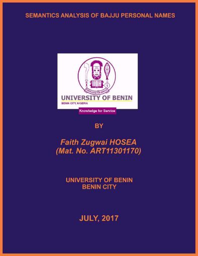Picture of SEMANTICS ANALYSIS OF BAJJU PERSONAL NAMES