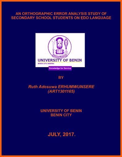 Picture of AN ORTHOGRAPHIC ERROR ANALYSIS STUDY OF SECONDARY SCHOOL STUDENTS ON ẸDO LANGUAGE