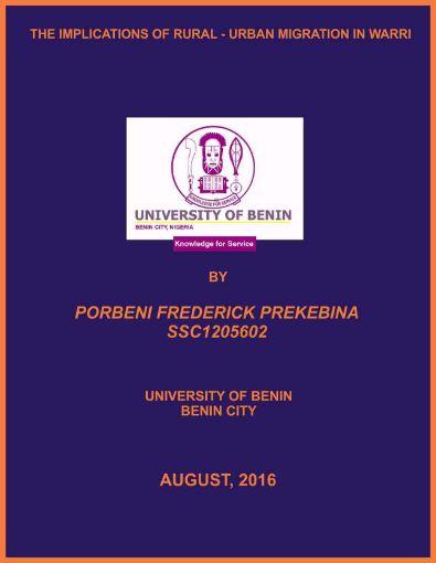 Picture of THE IMPLICATIONS OF RURAL - URBAN MIGRATION IN WARRI