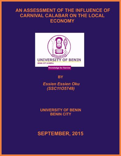 Picture of AN ASSESSMENT OF THE INFLUENCE OF CARNIVAL CALABAR ON THE LOCAL ECONOMY
