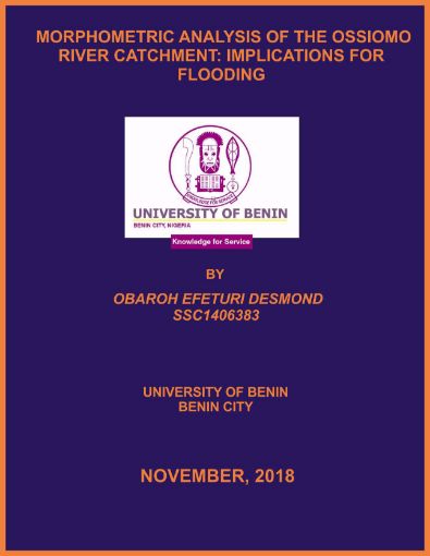 Picture of MORPHOMETRIC ANALYSIS OF THE OSSIOMO RIVER CATCHMENT: IMPLICATIONS FOR FLOODING