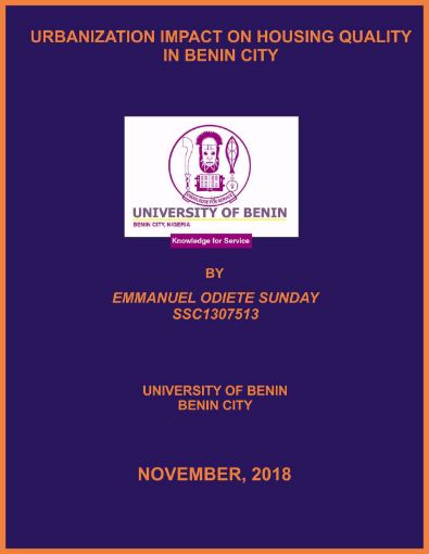 Picture of URBANIZATION IMPACT ON HOUSING QUALITY IN BENIN CITY