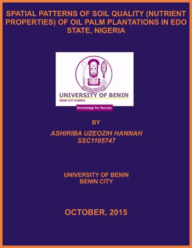 Picture of SPATIAL PATTERNS OF SOIL QUALITY (NUTRIENT PROPERTIES) OF OIL PALM PLANTATIONS IN EDO STATE, NIGERIA