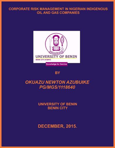 Picture of CORPORATE RISK MANAGEMENT IN NIGERIAN INDIGENOUS OIL AND GAS COMPANIES