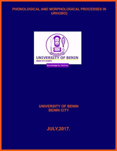 Picture of PHONOLOGICAL AND MORPHOLOGICAL PROCESSES IN URHOBO