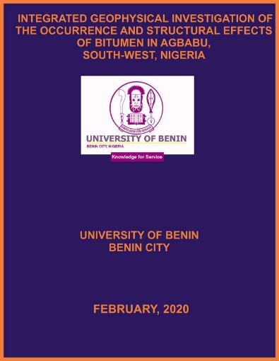 Picture of INTEGRATED GEOPHYSICAL INVESTIGATION OF THE OCCURRENCE AND STRUCTURAL EFFECTS OF BITUMEN IN AGBABU, SOUTH-WEST, NIGERIA
