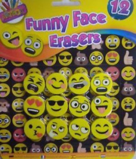 Picture of 12 FUNNY FACE ERASERS