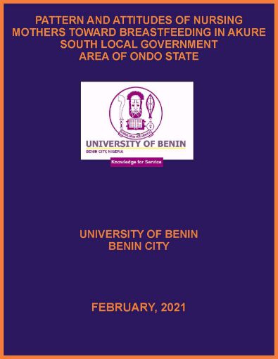 Picture of PATTERN AND ATTITUDES OF NURSING MOTHERS TOWARD BREASTFEEDING IN AKURE SOUTH LOCAL GOVERNMENT  AREA OF ONDO STATE