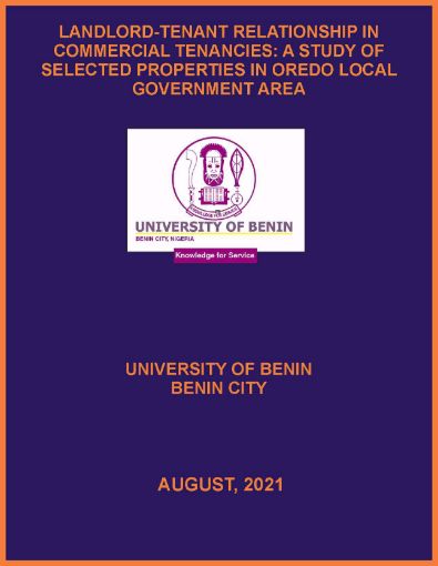 Picture of LANDLORD-TENANT RELATIONSHIP IN COMMERCIAL TENANCIES: A STUDY OF SELECTED PROPERTIES IN OREDO LOCAL GOVERNMENT AREA