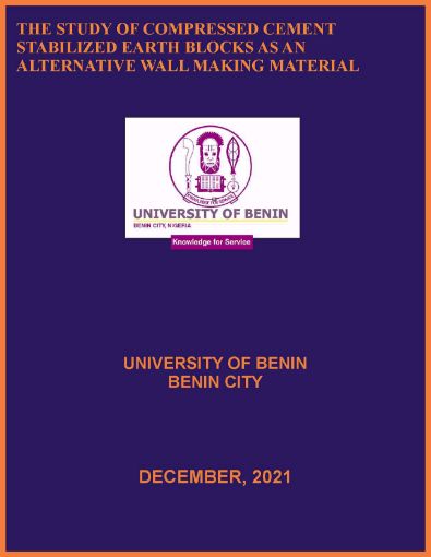 Picture of THE STUDY OF COMPRESSED CEMENT STABILIZED EARTH BLOCKS AS AN  ALTERNATIVE WALL MAKING MATERIAL