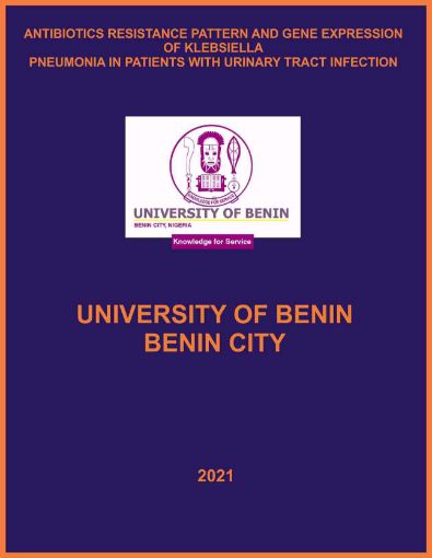 Picture of ANTIBIOTICS RESISTANCE PATTERN AND GENE EXPRESSION OF KLEBSIELLA PNEUMONIA IN PATIENTS WITH URINARY TRACT INFECTION IN SOME HOSPITAL IN BENIN METROPOLIS