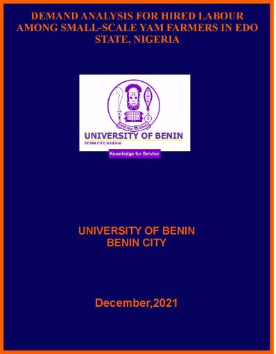 Picture of DEMAND ANALYSIS FOR HIRED LABOUR AMONG SMALL-SCALE YAM FARMERS IN EDO STATE, NIGERIA