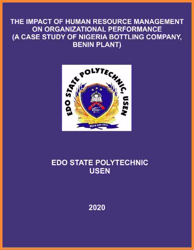 Picture of THE IMPACT OF HUMAN RESOURCE MANAGEMENT ON ORGANIZATIONAL PERFORMANCE  (A CASE STUDY OF NIGERIA BOTTLING COMPANY, BENIN PLANT)
