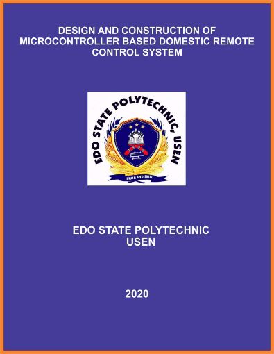 Picture of DESIGN AND CONSTRUCTION OF MICRO-CONTROLLER BASED DOMESTIC REMOTE CONTROL SYSTEM