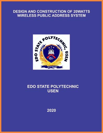 Picture of DESIGN AND CONSTRUCTION OF 20WATTS WIRELESS PUBLIC ADDRESS SYSTEM