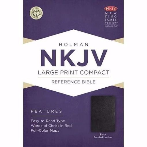 Picture of NKJV-COMPACT LARGE PRINT REFERENCE BIBLE-BLACK
