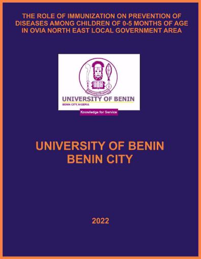 Picture of THE ROLE OF IMMUNIZATION ON PREVENTION OF DISEASES AMONG CHILDREN OF 0-5 MONTHS OF AGE IN OVIA NORTH EAST LOCAL GOVERNMENT AREA