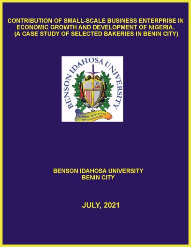 Picture of CONTRIBUTION OF SMALL-SCALE BUSINESS ENTERPRISE IN ECONOMIC GROWTH AND DEVELOPMENT OF NIGERIA.  (A CASE STUDY OF SELECTED BAKERIES IN BENIN CITY)