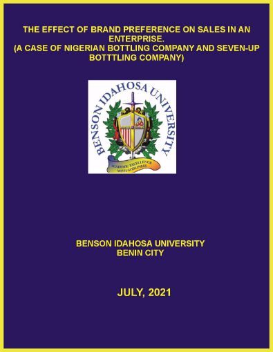 Picture of THE EFFECT OF BRAND PREFERENCE ON SALES IN AN ENTERPRISE (A CASE OF NIGERIAN BOTTLING COMPANY AND SEVEN-UP BOTTTLING COMPANY)