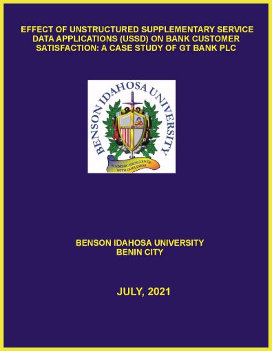 Picture of EFFECT OF UNSTRUCTURED SUPPLEMENTARY SERVICE  DATA APPLICATIONS (USSD) ON BANK CUSTOMER SATISFACTION: A CASE STUDY OF GT BANK PLC
