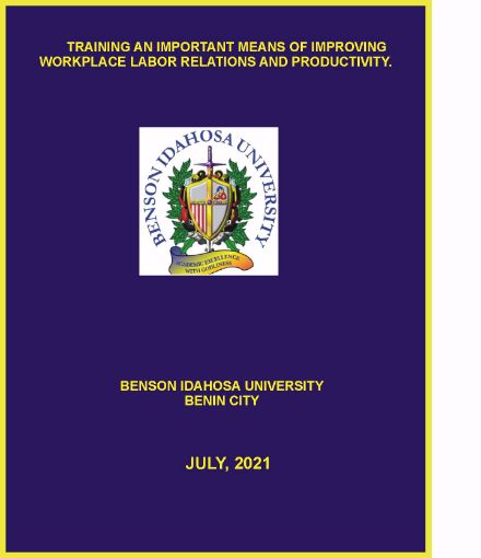 Picture of TRAINING AN IMPORTANT MEANS OF IMPROVING WORKPLACE LABOR RELATIONS AND PRODUCTIVITY.