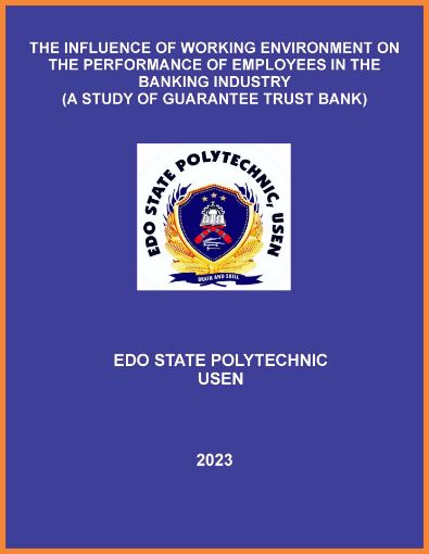 Picture of THE INFLUENCE OF WORKING ENVIRONMENT ON THE PERFORMANCE OF EMPLOYEES IN THE BANKING INDUSTRY (A STUDY OF GUARANTEE TRUST BANK)