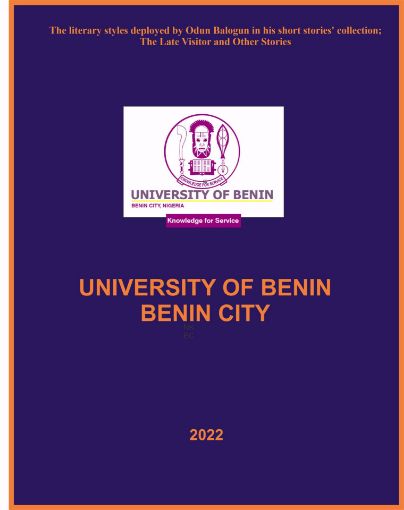 Picture of The literary styles deployed by Odun Balogun in his short stories' collection.