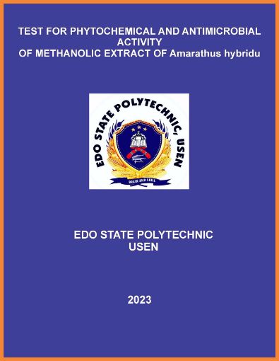 Picture of TEST FOR PHYTOCHEMICAL AND ANTIMICROBIAL ACTIVITY  OF METHANOLIC EXTRACT OF Amarathus hybridus