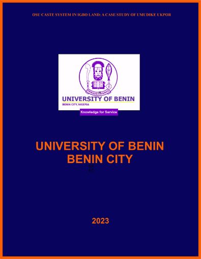 Picture of OSU CASTE SYSTEM IN IGBO LAND: A CASE STUDY OF UMUDIKE UKPOR